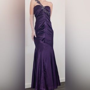 Xscape Purple By Joanna Chen Fish Tail Gown Formal Dress B1